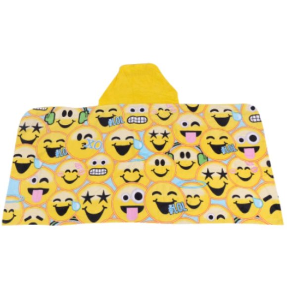 EmojiNation Hooded Towel Wrap Emoji Print 24 x 50 - Picture 1 of 6